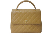 Load image into Gallery viewer, CHANEL シャネル ハンドバッグ トップハンドル キャビアスキン ベージュ ゴールド金具 ターンロック 美品 中古 55635