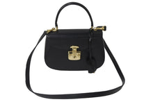 画像をギャラリービューアに読み込む, GUCCI グッチ ショルダーバッグ 2WAY レディロック ブラック ボックスカーフ 000 46 0210 ゴールド金具 美品 中古 55647