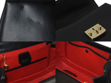 画像をギャラリービューアに読み込む, GUCCI グッチ ショルダーバッグ 2WAY レディロック ブラック ボックスカーフ 000 46 0210 ゴールド金具 美品 中古 55647