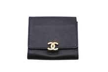 画像をギャラリービューアに読み込む, CHANEL シャネル コインケース キャビアスキン ブラック 5番台 カードポケット ゴールド金具 美品 中古 55705