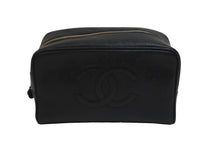 Load image into Gallery viewer, CHANEL シャネル 化粧ポーチ ブラック キャビアスキン ココマーク ゴールド金具 3番台 美品 中古 55706