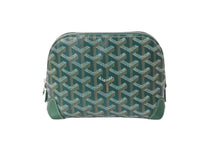 Load image into Gallery viewer, 新品未使用 GOYARD ゴヤール ポーチ ヴァンドーム コスメティックポーチ グリーン シルバー金具 中古 55804