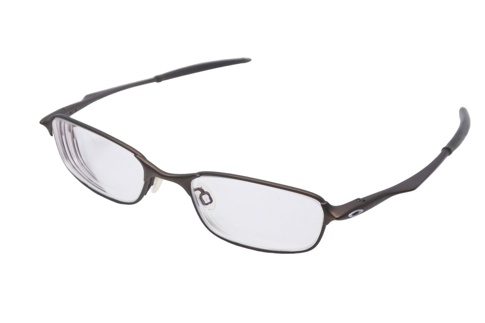 Oakley オークリー サングラス メタルフレーム スクエア型 ブラウン チタン メガネ度入り 美品  55823