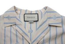 Load image into Gallery viewer, Gucci グッチ 半袖ボウリングシャツ オープンカラー ダブルGストライプ 623156 アイボリー ブルー 44 美品 中古 55834