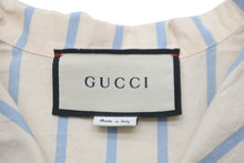 Load image into Gallery viewer, Gucci グッチ 半袖ボウリングシャツ オープンカラー ダブルGストライプ 623156 アイボリー ブルー 44 美品 中古 55834