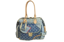 画像をギャラリービューアに読み込む, LOUIS VUITTON ルイヴィトン ボウリィ トートバッグ パッチワーク ハンドバッグ ゴールド ブルー CE1097 M95376 美品 中古 55854