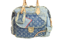 画像をギャラリービューアに読み込む, LOUIS VUITTON ルイヴィトン ボウリィ トートバッグ パッチワーク ハンドバッグ ゴールド ブルー CE1097 M95376 美品 中古 55854
