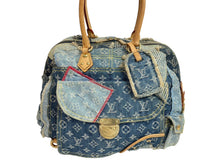 Load image into Gallery viewer, LOUISVUITTON ルイヴィトン ボウリィ トートバッグ パッチワーク M95376 モノグラムデニム レザー ブルー 良品 中古 55855