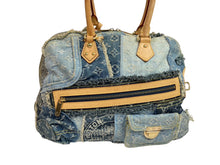Load image into Gallery viewer, LOUISVUITTON ルイヴィトン ボウリィ トートバッグ パッチワーク M95376 モノグラムデニム レザー ブルー 良品 中古 55855