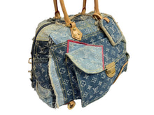 Load image into Gallery viewer, LOUISVUITTON ルイヴィトン ボウリィ トートバッグ パッチワーク M95376 モノグラムデニム レザー ブルー 良品 中古 55855