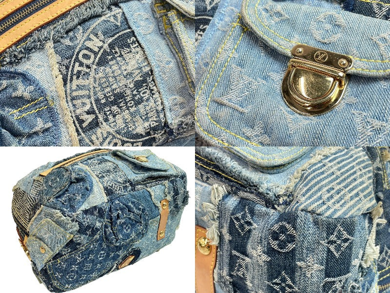 LOUISVUITTON ルイヴィトン ボウリィ トートバッグ パッチワーク M95376 モノグラムデニム レザー ブルー 良品 中古 55855  – Casanova Vintage