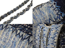 画像をギャラリービューアに読み込む, 極美品 CHANEL シャネル ショルダーバッグ パッチワーク マルチカラー ブルー ツイード デニム シルバー金具 21番台 中古 55862