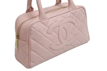画像をギャラリービューアに読み込む, CHANEL シャネル ハンドバッグ ミニボストンバッグ キャビアスキン ピンク 8番台 A20996 ゴールド金具 美品 中古 55879