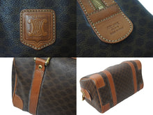 Load image into Gallery viewer, CELINE セリーヌ ハンドバッグ ミニボストンバッグ マカダム柄 PVC レザー ダークブラウン ゴールド金具 良品 中古 55898