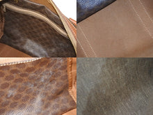 Load image into Gallery viewer, CELINE セリーヌ ハンドバッグ ミニボストンバッグ マカダム柄 PVC レザー ダークブラウン ゴールド金具 良品 中古 55898