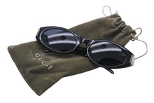 画像をギャラリービューアに読み込む, GUCCI グッチ サングラス ブラック ブルー アイウェア 小物 ロゴ シルバー金具 55□20 GG2411 ブラック 美品 中古 55914