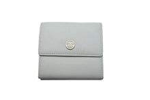 画像をギャラリービューアに読み込む, CHANEL シャネル 三つ折り財布 小銭入れ ココマーク 9番台 2005年 カーフスキン ライトブルー ゴールド金具 美品 中古 55915