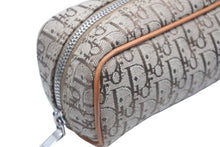 画像をギャラリービューアに読み込む, Christian Dior クリスチャンディオール ポーチ ペンケース トロッター コットンキャンバス ブラウン シルバー金具 美品 中古 55918