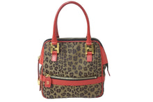 画像をギャラリービューアに読み込む, FENDI フェンディ ハンドバッグ 26353 レオパード 豹柄 レッド ゴールド金具 美品 中古 55921