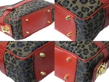 画像をギャラリービューアに読み込む, FENDI フェンディ ハンドバッグ 26353 レオパード 豹柄 レッド ゴールド金具 美品 中古 55921