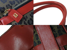 画像をギャラリービューアに読み込む, FENDI フェンディ ハンドバッグ 26353 レオパード 豹柄 レッド ゴールド金具 美品 中古 55921
