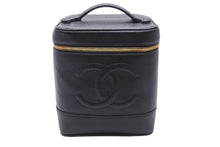 画像をギャラリービューアに読み込む, 極美品 CHANEL シャネル 縦型 バニティ バッグ キャビアスキン ブラック ハンドバッグ ココマーク ポーチ ゴールド金具 中古 55924