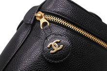 画像をギャラリービューアに読み込む, 極美品 CHANEL シャネル 縦型 バニティ バッグ キャビアスキン ブラック ハンドバッグ ココマーク ポーチ ゴールド金具 中古 55924