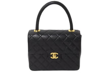 画像をギャラリービューアに読み込む, CHANEL シャネル ハンドバッグ マトラッセ ラムスキン ココマーク ブラック ターンロック ゴールド金具 美品 中古 55928