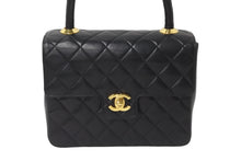 画像をギャラリービューアに読み込む, CHANEL シャネル ハンドバッグ マトラッセ ラムスキン ココマーク ブラック ターンロック ゴールド金具 美品 中古 55928
