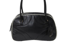Load image into Gallery viewer, PRADA プラダ パンチングハンドバッグ ボストンバッグ B10524 VITELLO DRIVE レザー ブラック ホワイト シルバー 美品 中古 55935
