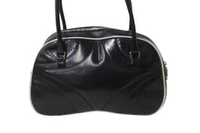 Load image into Gallery viewer, PRADA プラダ パンチングハンドバッグ ボストンバッグ B10524 VITELLO DRIVE レザー ブラック ホワイト シルバー 美品 中古 55935