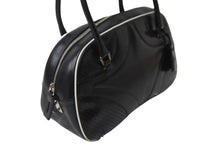 Load image into Gallery viewer, PRADA プラダ パンチングハンドバッグ ボストンバッグ B10524 VITELLO DRIVE レザー ブラック ホワイト シルバー 美品 中古 55935