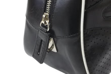 Load image into Gallery viewer, PRADA プラダ パンチングハンドバッグ ボストンバッグ B10524 VITELLO DRIVE レザー ブラック ホワイト シルバー 美品 中古 55935