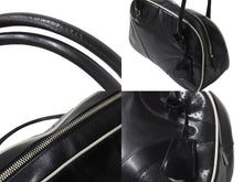 Load image into Gallery viewer, PRADA プラダ パンチングハンドバッグ ボストンバッグ B10524 VITELLO DRIVE レザー ブラック ホワイト シルバー 美品 中古 55935