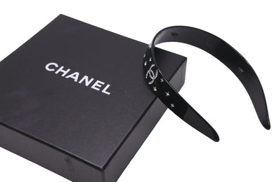 CHANEL シャネル ヘアアクセサリー カチューシャ ココマーク ロゴ入り ブラック 箱付き 美品 中古 55942