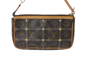 LOUIS VUITTON ルイヴィトン ハンドバッグ モノグラム・リヴェット スタッズ M40141 ブラウン ゴールド金具 美品 中古 55946