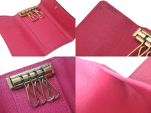 画像をギャラリービューアに読み込む, LOUIS VUITTON ルイヴィトン キーケース M93732 ミュルティクレ4連 モノグラムキャンバス ブラック ピンク 良品 中古 55957