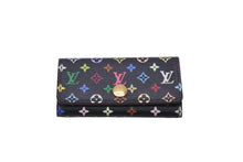 画像をギャラリービューアに読み込む, LOUIS VUITTON ルイヴィトン キーケース M93732 ミュルティクレ4連 モノグラムキャンバス ブラック ピンク 良品 中古 55957