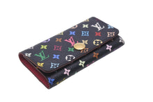 画像をギャラリービューアに読み込む, LOUIS VUITTON ルイヴィトン キーケース M93732 ミュルティクレ4連 モノグラムキャンバス ブラック ピンク 良品 中古 55957