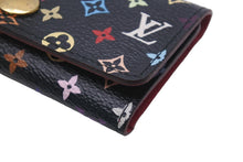 画像をギャラリービューアに読み込む, LOUIS VUITTON ルイヴィトン キーケース M93732 ミュルティクレ4連 モノグラムキャンバス ブラック ピンク 良品 中古 55957