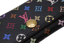 画像をギャラリービューアに読み込む, LOUIS VUITTON ルイヴィトン キーケース M93732 ミュルティクレ4連 モノグラムキャンバス ブラック ピンク 良品 中古 55957