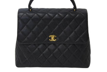 画像をギャラリービューアに読み込む, CHANEL シャネル ケリー型 ハンドバッグ トップハンドル 5番台 キャビアスキン ブラック シルバー金具 美品 中古 55987