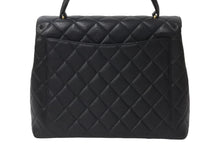 画像をギャラリービューアに読み込む, CHANEL シャネル ケリー型 ハンドバッグ トップハンドル 5番台 キャビアスキン ブラック シルバー金具 美品 中古 55987