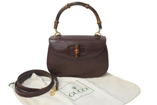 画像をギャラリービューアに読み込む, GUCCI グッチ バンブー 2WAYバッグ ハンドバッグ ショルダーバッグ 000 46 0018 レザー ブラウン ゴールド金具 美品 中古 55993