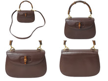 画像をギャラリービューアに読み込む, GUCCI グッチ バンブー 2WAYバッグ ハンドバッグ ショルダーバッグ 000 46 0018 レザー ブラウン ゴールド金具 美品 中古 55993