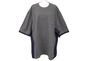 Sacai サカイ 半袖Ｔシャツ異素材 ドッキング ドローコード サイズ 3 グレー ネイビー 22-02872M 美品 中古 56010