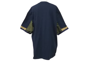 Sacai サカイ 半袖Ｔシャツ 異素材 ドッキング サイドスナップ ネイビー カーキ サイズ4 22-02733M 美品 中古 56011