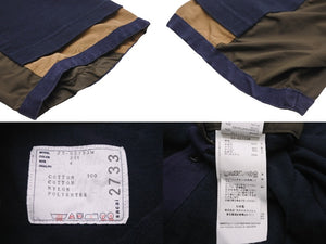Sacai サカイ 半袖Ｔシャツ 異素材 ドッキング サイドスナップ ネイビー カーキ サイズ4 22-02733M 美品 中古 56011