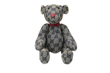 画像をギャラリービューアに読み込む, GUCCI グッチ GGキャンバス ぬいぐるみ 人形 テディーベア クマ ベージュ ネイビー 7077722 美品 中古 56023