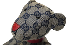 画像をギャラリービューアに読み込む, GUCCI グッチ GGキャンバス ぬいぐるみ 人形 テディーベア クマ ベージュ ネイビー 7077722 美品 中古 56023
